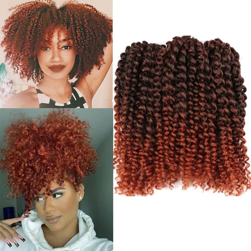 Sharopul Short Kinky Curl Hairstyle 8 Inch 3pcs/pack Afro Kinky Twist Hair Soft Synthetic Crochet Braiding Hair Extention (1b/350) - Image 3
